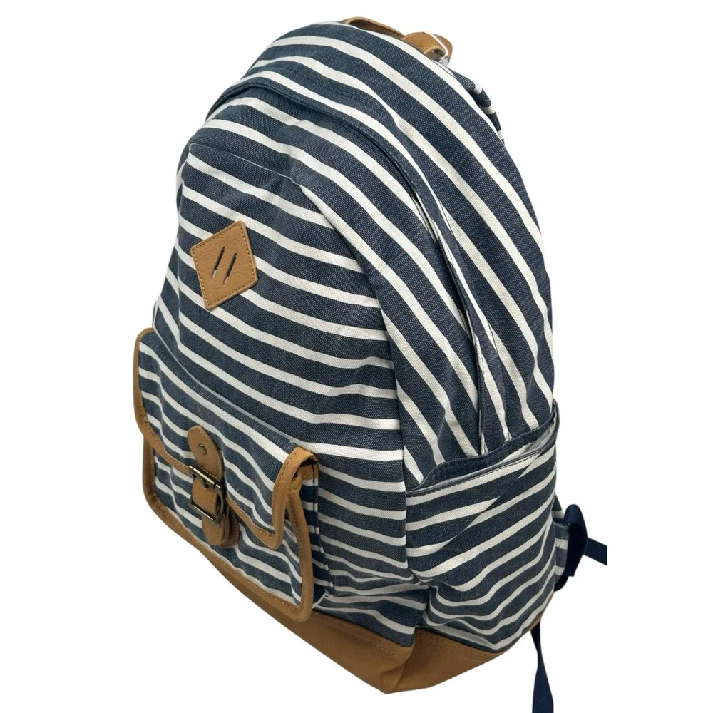 Pottery Barn Teen Recycled Northfield Backpack Navy Striped 18x13x6.7 New $90